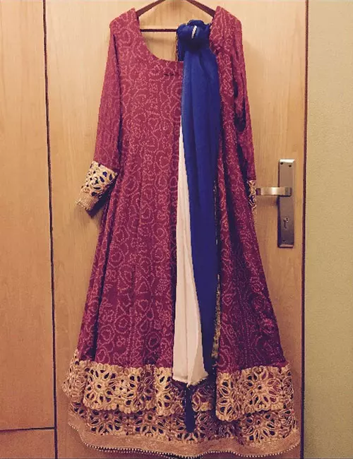 A saree converted into a lenehga